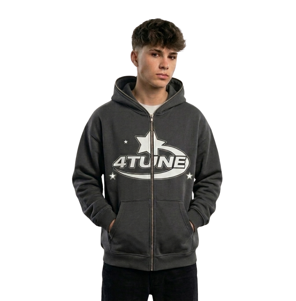 Og4tune style 001 hoddie-Light Black