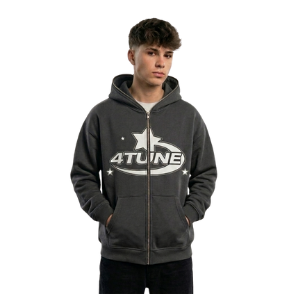 Og4tune style 001 hoddie-Light Black